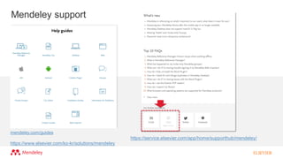 Mendeley support
mendeley.com/guides
https://www.elsevier.com/ko-kr/solutions/mendeley
https://service.elsevier.com/app/home/supporthub/mendeley/
 