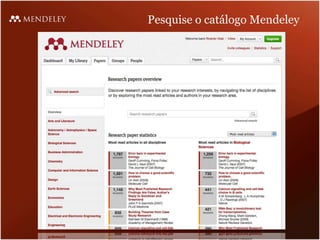 Pesquise o catálogo Mendeley
 