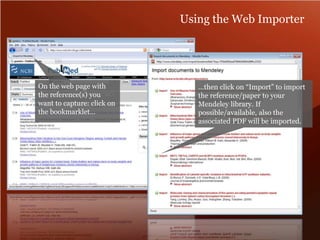 Use Mendeley Web Importer to add from online databases