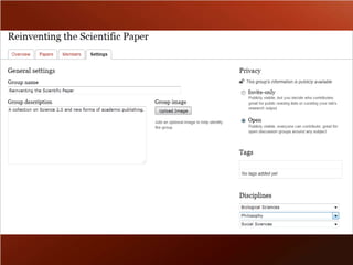 Mendeley WebMendeley Web is three things…Crowdsourced catalog of researchA social network of researchers and documentsA web service for research data & stats