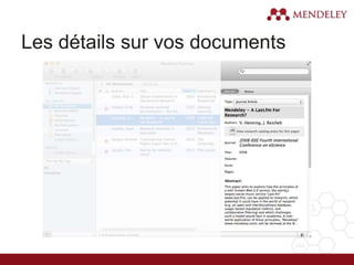 Les détails sur vos documents
 