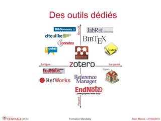Des outils dédiés




    Formation Mendeley   Alain Marois - 27/04/2010
 
