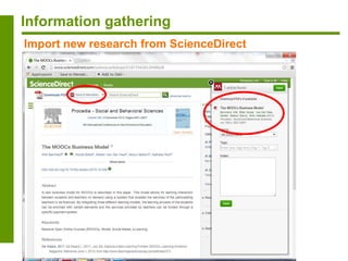 Information gathering
Import new research from ScienceDirect
 