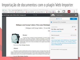Importação de documentos com o plugin Web Importer
 