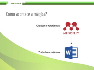 Como acontece a mágica?
Citações e referências
Trabalho acadêmico
 