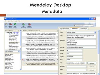 Mendeley Desktop    Metadata 