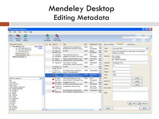   Mendeley Desktop  Editing Metadata 
