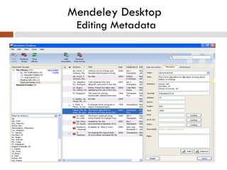 Mendeley Desktop  Editing Metadata 