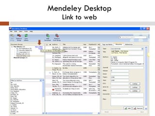 Mendeley Desktop Link to web 