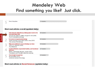 Mendeley Web Find something you like?  Just click. 