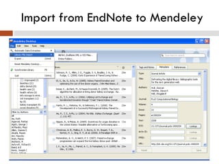 Import from EndNote to Mendeley 
