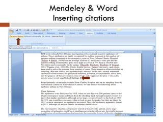Mendeley & Word Inserting citations 