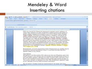 Mendeley & Word Inserting citations 
