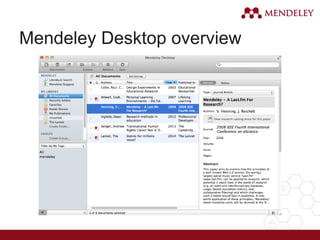 Mendeley Desktop overview
 