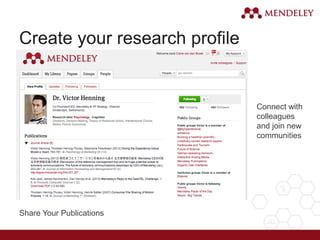 Create your research profile
Share Your Publications
Connect with
colleagues
and join new
communities
 