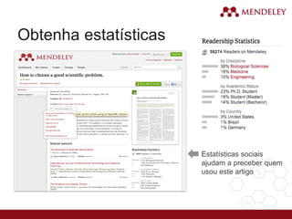 Obtenha estatísticas
Estatísticas sociais
ajudam a preceber quem
usou este artigo
 