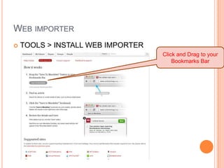 WEB IMPORTER


TOOLS > INSTALL WEB IMPORTER
Click and Drag to your
Bookmarks Bar

 