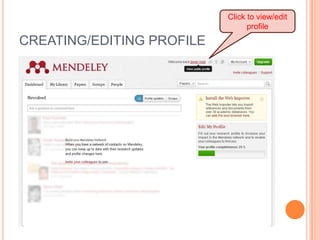 Click to view/edit
profile

CREATING/EDITING PROFILE

 