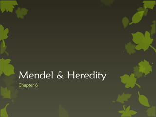 Mendel & Heredity
Chapter 6
 