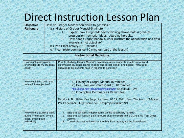 Mendelian read5255 direct instruction lesson plan