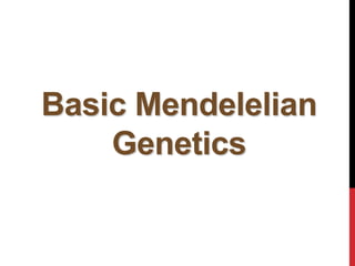 Basic Mendelelian
Genetics
copyright cmassengale
1
 