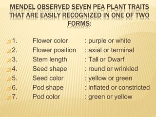 Mendels Laws of Inheritance | PPTX