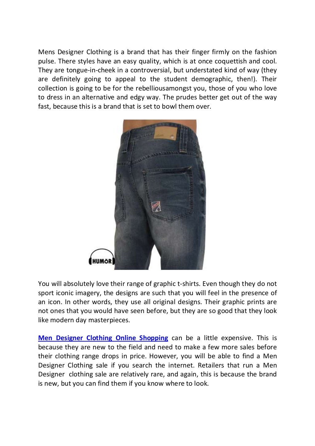 Men designer clothing online shopping