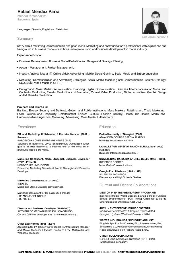mendez cv resume english version april 2014 cvitae 2013