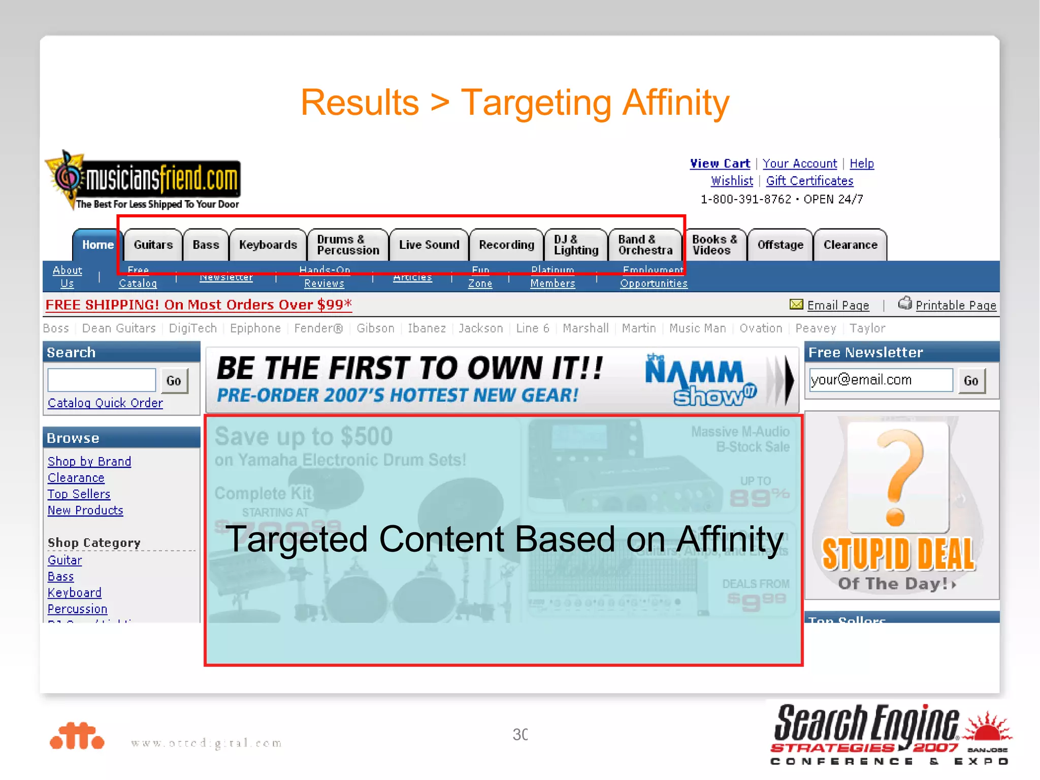 Results > Targeting Affinity  Targeted Content Based on Affinity 