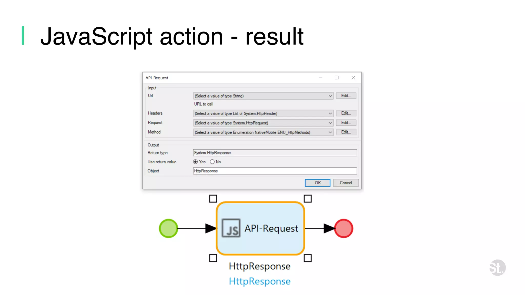 JavaScript action - result 