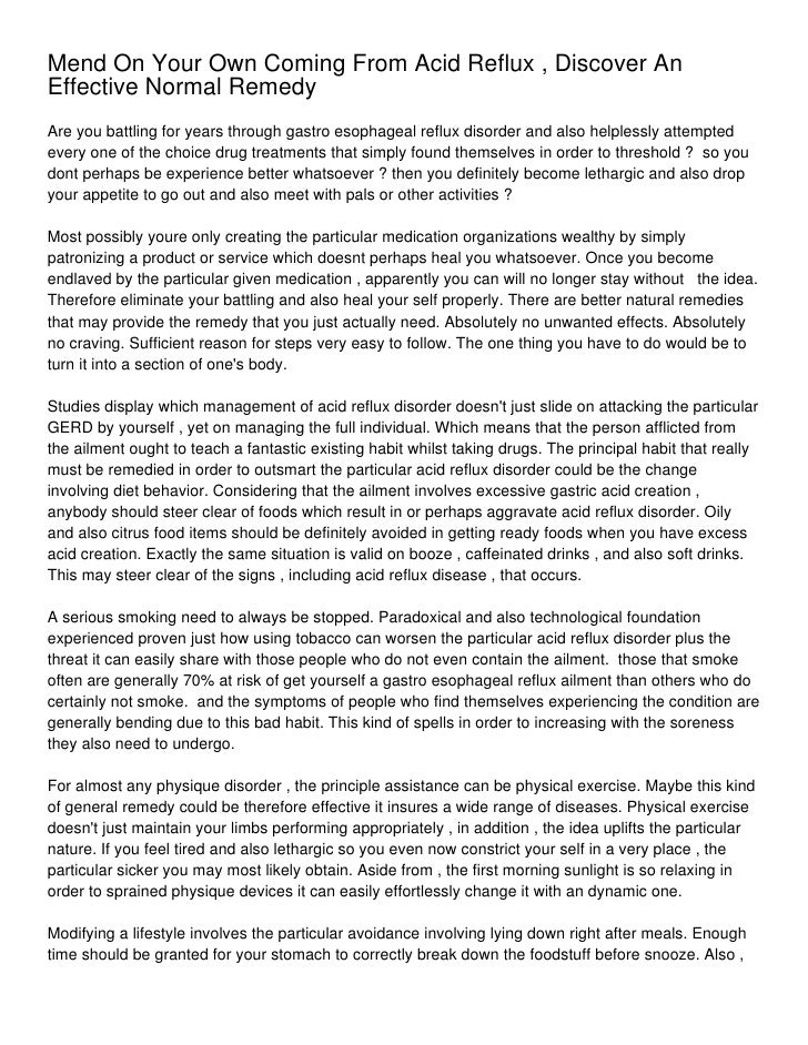 Mend On Your Own Coming From Acid Reflux Discover An Effective Norm slideshare