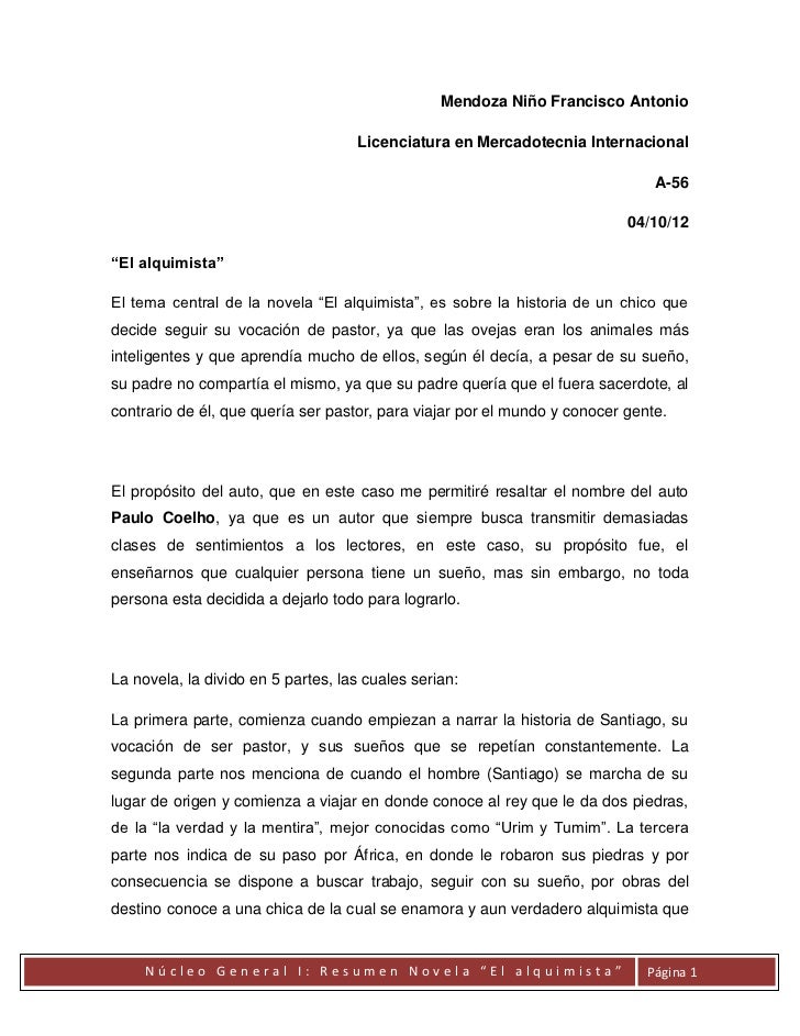 Resumen Del Alquimista Segunda - Resumen De La Novela El Alquimista 1 728 