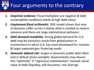 Four arguments to the contrary
1. Empirical evidence: Fiscal multipliers are negative & debt
sustainability conditions bre...
