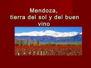 Mendoza,
tierra del sol y del buen
           vino
 