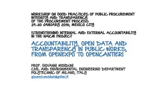 Accountability, Open Data and transparency in public works, from Openexpo to Opencantieri