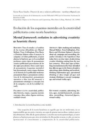 Menfraevo. Evolución de los esquemas mentales en la creatividad publicitaria como teoría heurística.