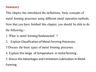 Comprehensive Fundamentals of Metal Forming Processes in Manufacturing ...