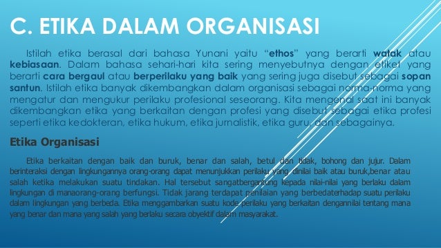 Mengelola budaya dan etika dalam organisasi