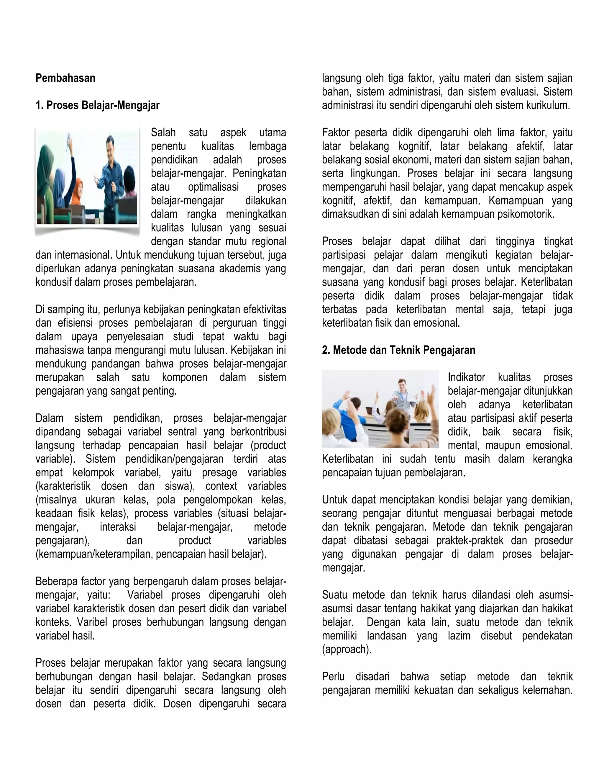 Mengenal metode dan teknik mengajar dosen masa kini | PDF