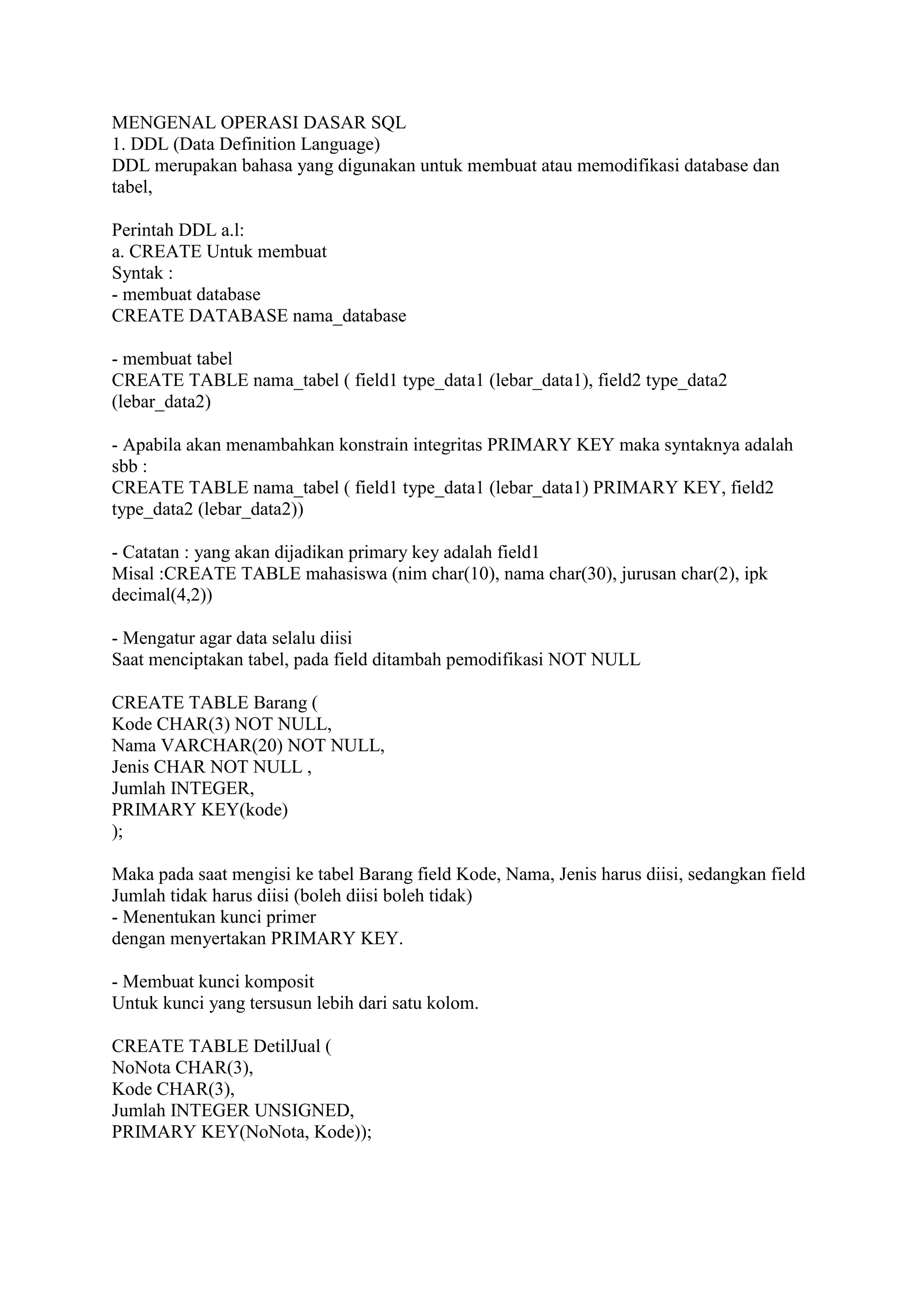 Mengenal operasi dasar sql | PDF