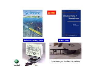 Mikro filem Pembaca Mikro filem jurnal Data disimpan didalam micro filem kembali 