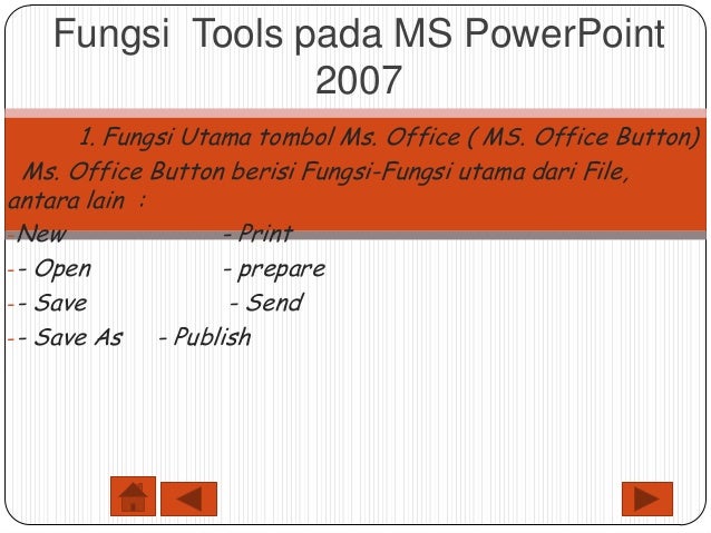 Berikut Tombol Office Button Pada Microsoft Powerpoint