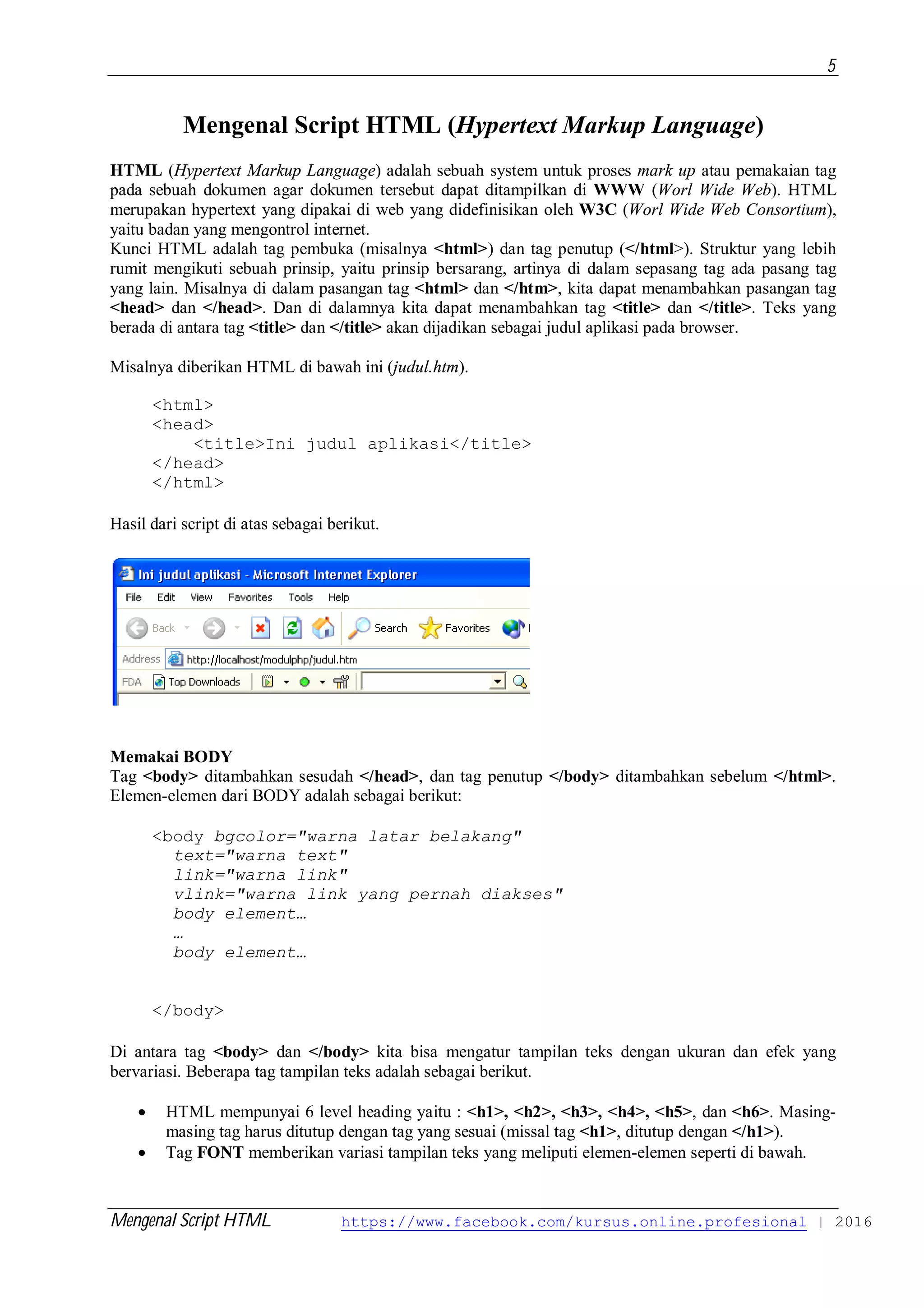 Mengenal script html 2 | PDF