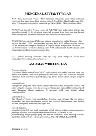 WIRELESS SECURITY ON MIKROTIK, TUGAS 1 KOMONIKASI NIRKABEL | PDF