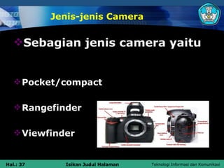 Jenis-jenis Camera <ul><li>Sebagian jenis camera yaitu </li></ul><ul><li>Pocket/compact </li></ul><ul><li>Rangefinder </li...