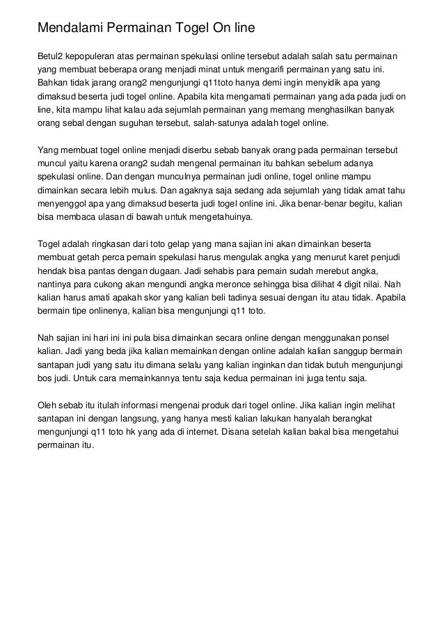 Permainan Togel Adalah
, Mendalami Permainan Togel On Line