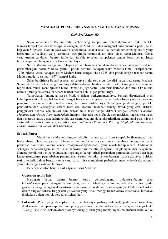 Menggali Puing Puing Sastra Madura Yang Tersisa