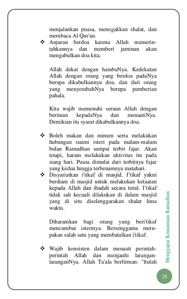 Puasa Ramadhan Dan Sholat Lima Waktu Adalah Contoh Dari