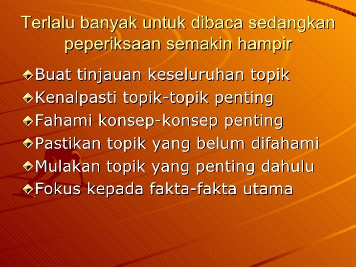 Saat Akhir Tips Menghadapi Peperiksaan 10 Tips Untuk