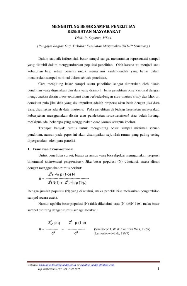 Menghitung Besar Sampel Penelitian